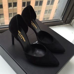Saint Laurent Black Suede D'orsay Pump